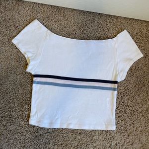 Short Sleeve Stripe Crop Top